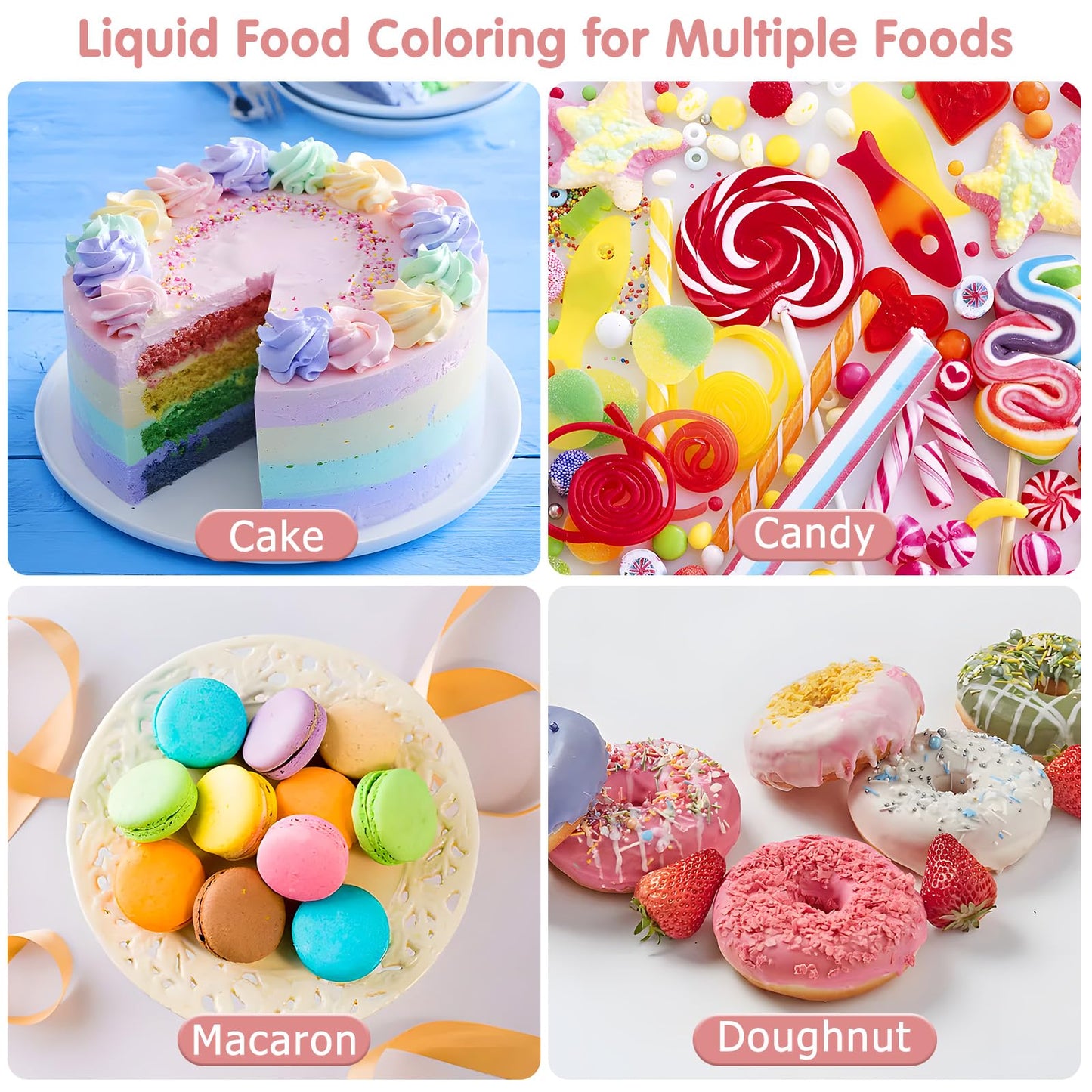 Food Coloring Liquid - 5 Food Grade Vibrant Colors Food Coloring Liquid Set, Food Dye Color for Baking, Icing, Cookie, Cake Deco