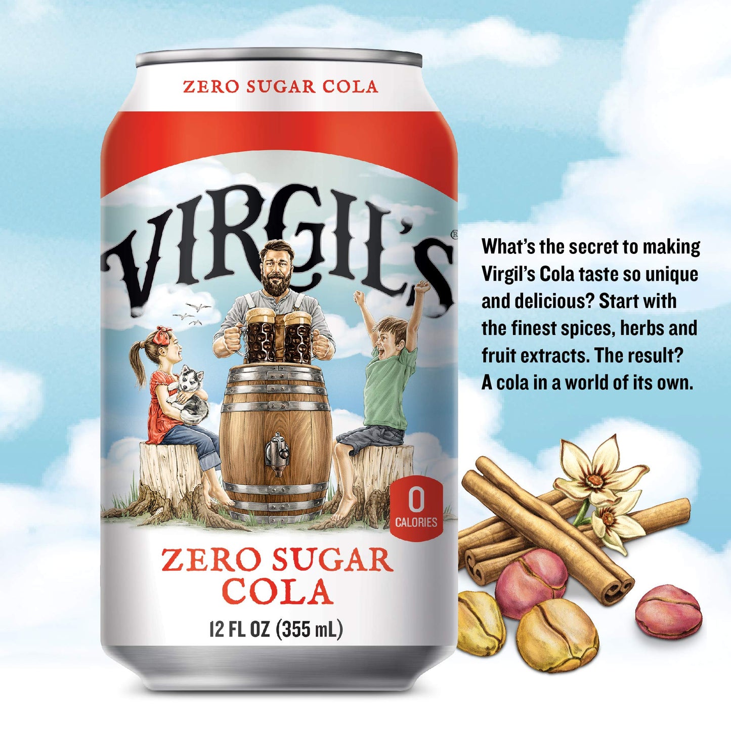 VirgilAs Zero Sugar cola great Tasting Zero calorie Keto Friendly Soda (6 - 12oz cans)