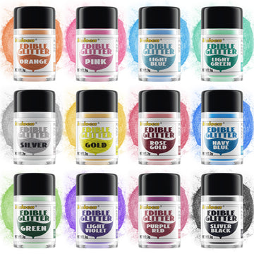 Edible Glitter, 3 Colors 100% Edible Glitter for Drinks, Cake Decorating Supplies, Cookie Decorating Supplies, Strawberries, Coo