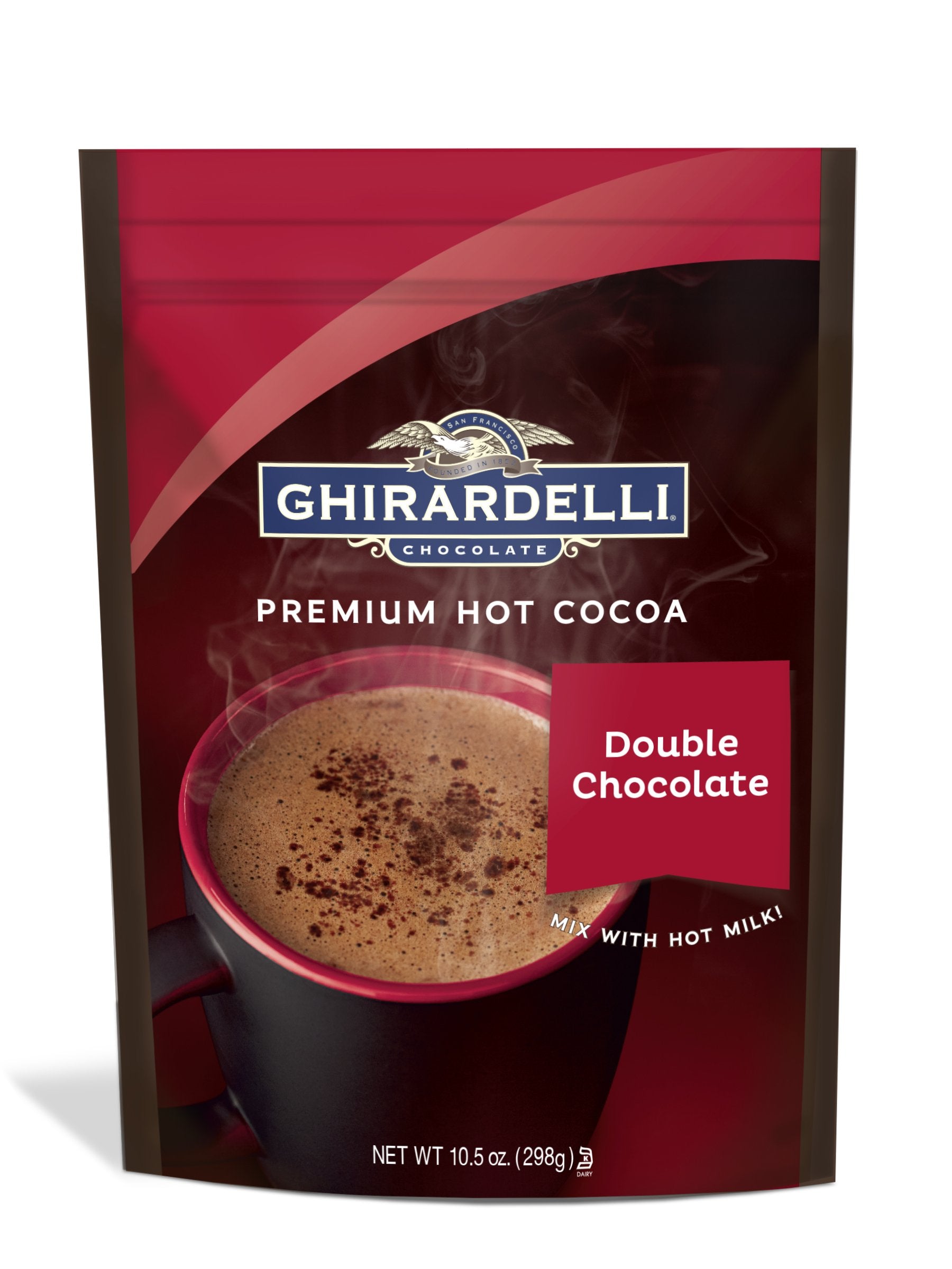 Ghirardelli Hot Chocolate Pouch, Double Chocolate, 10.5 Ounce