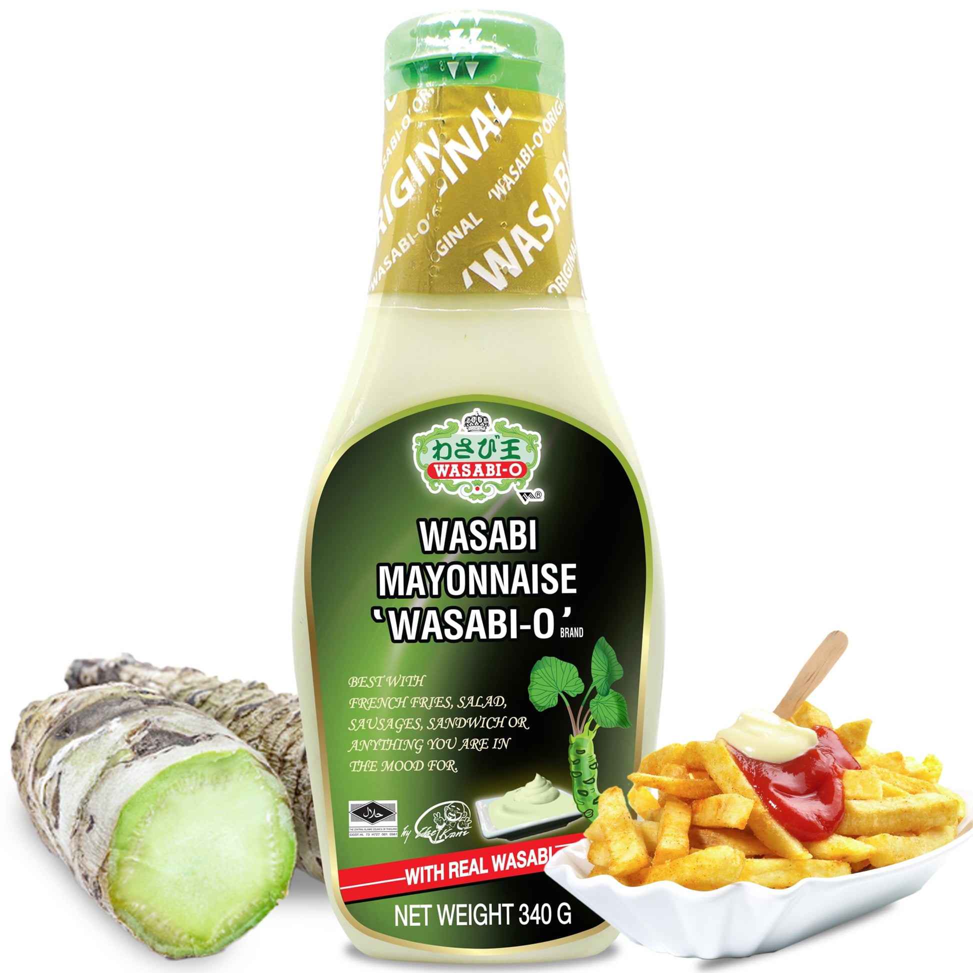 Wasabi Mayonnaise Vegan by Wasabi-O - Spicy Japanese Mayo - Smooth & Zesty - Organic & Fat Free Mayo - Perfect for Sushi, Burger