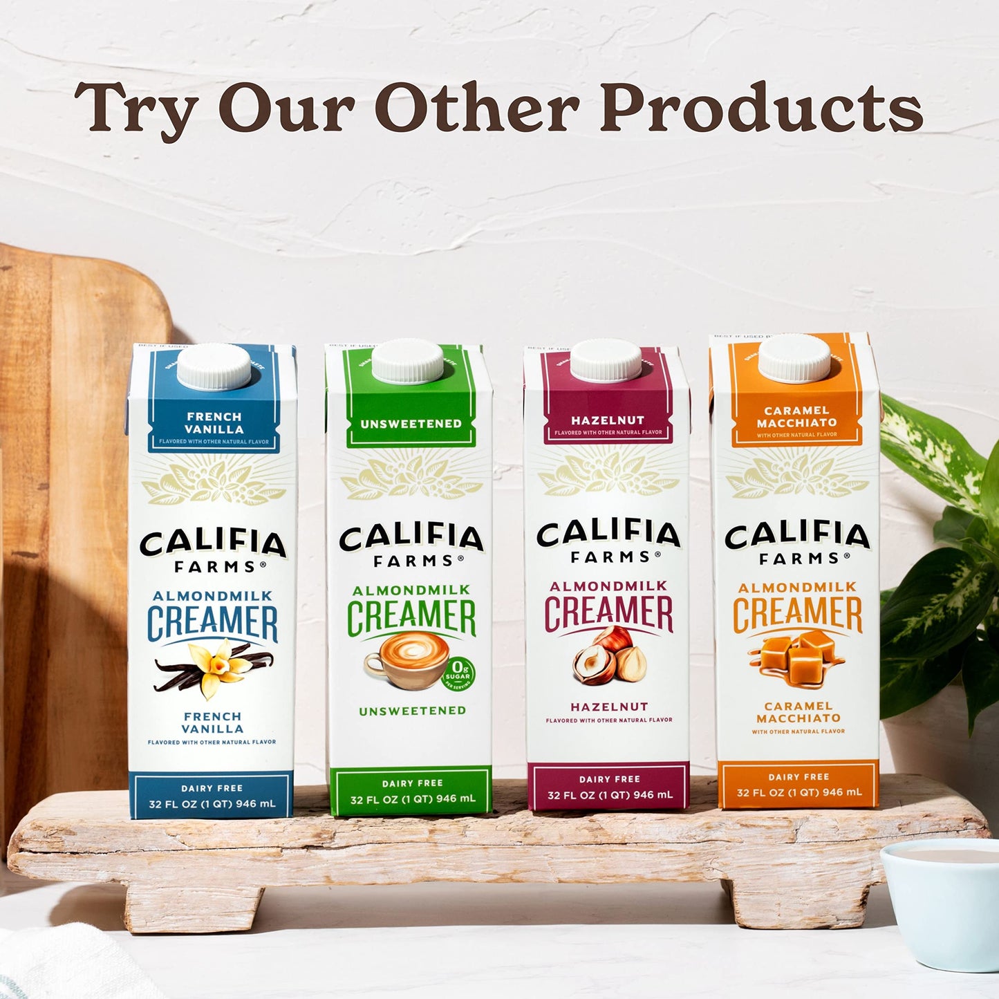Califia Farms - French Vanilla Almond Milk Coffee Creamer, 32 Oz (Pack of 6), Shelf Stable, Dairy Free, Plant Based, Vegan, Glut