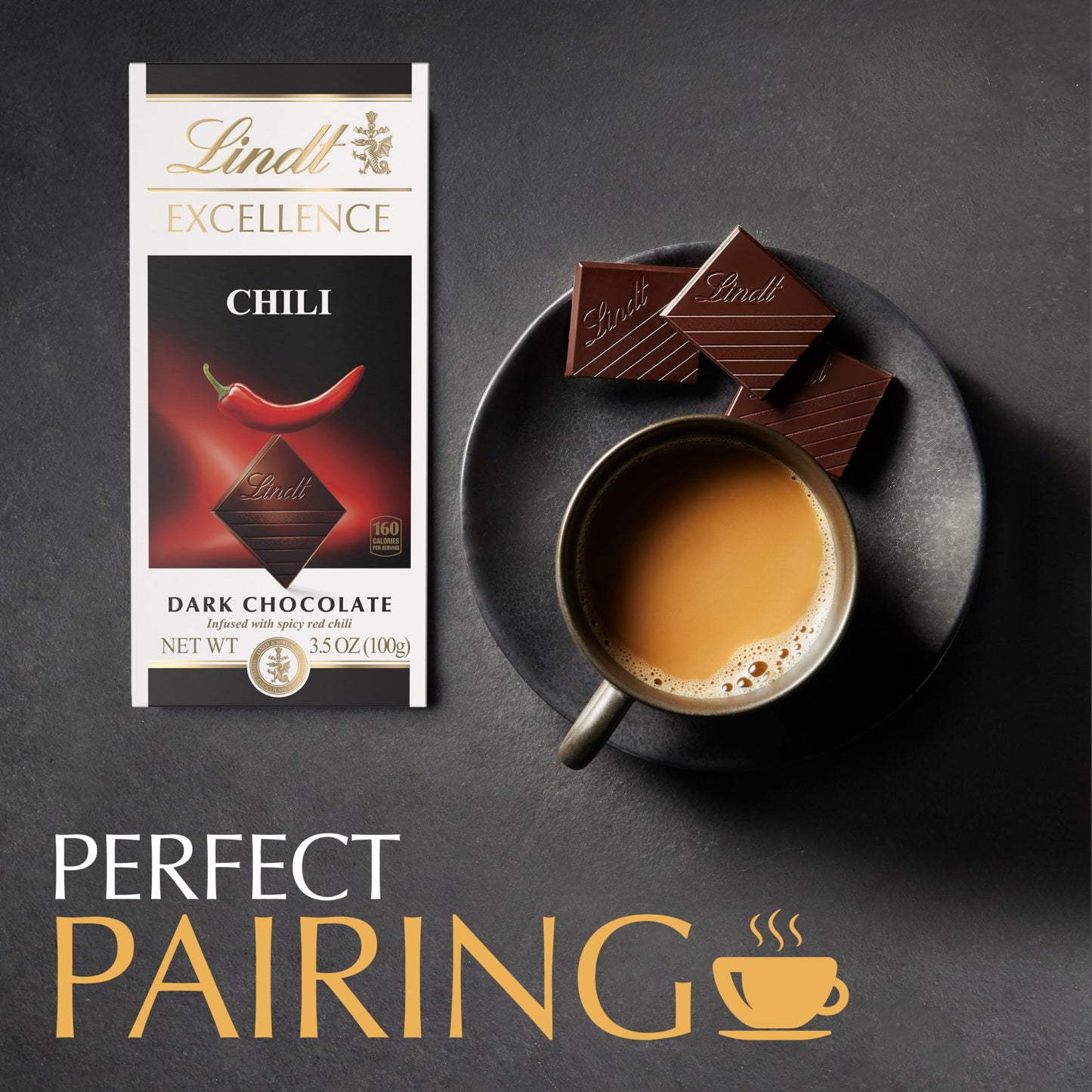 Lindt EXCELLENCE Chili Dark Chocolate Bar, Dark Chocolate Candy, 3.5 oz (12 Pack), Natural