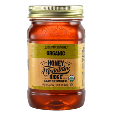 Mountain Ridge Honey, Naturally Healthy 100% Pure Raw Organic Honey, 22 Ounces