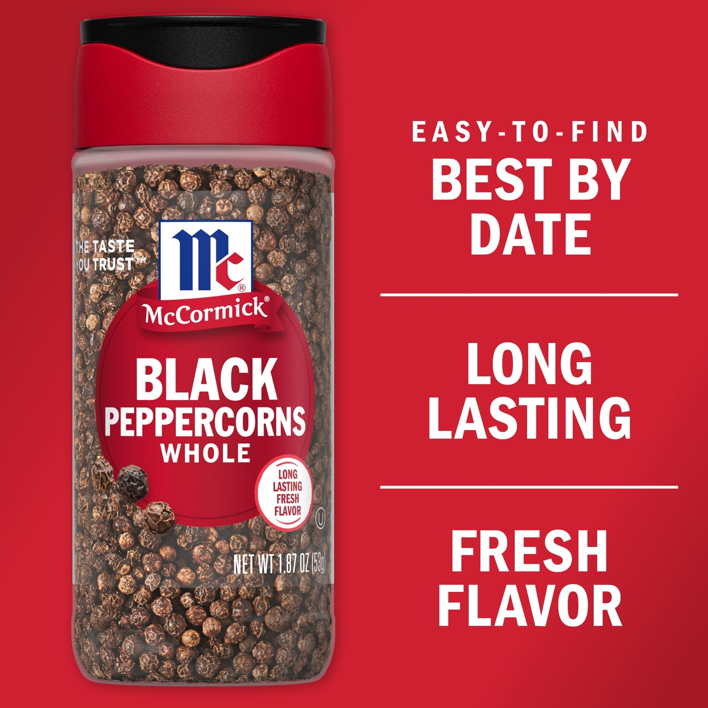McCormick Whole Black Peppercorns, 1.87 Ounce, Pack of 1