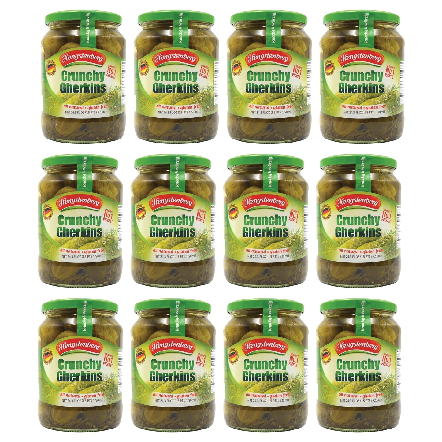 Hengstenberg Crunchy Gherkins, 24.3 Ounce (Pack of 12)