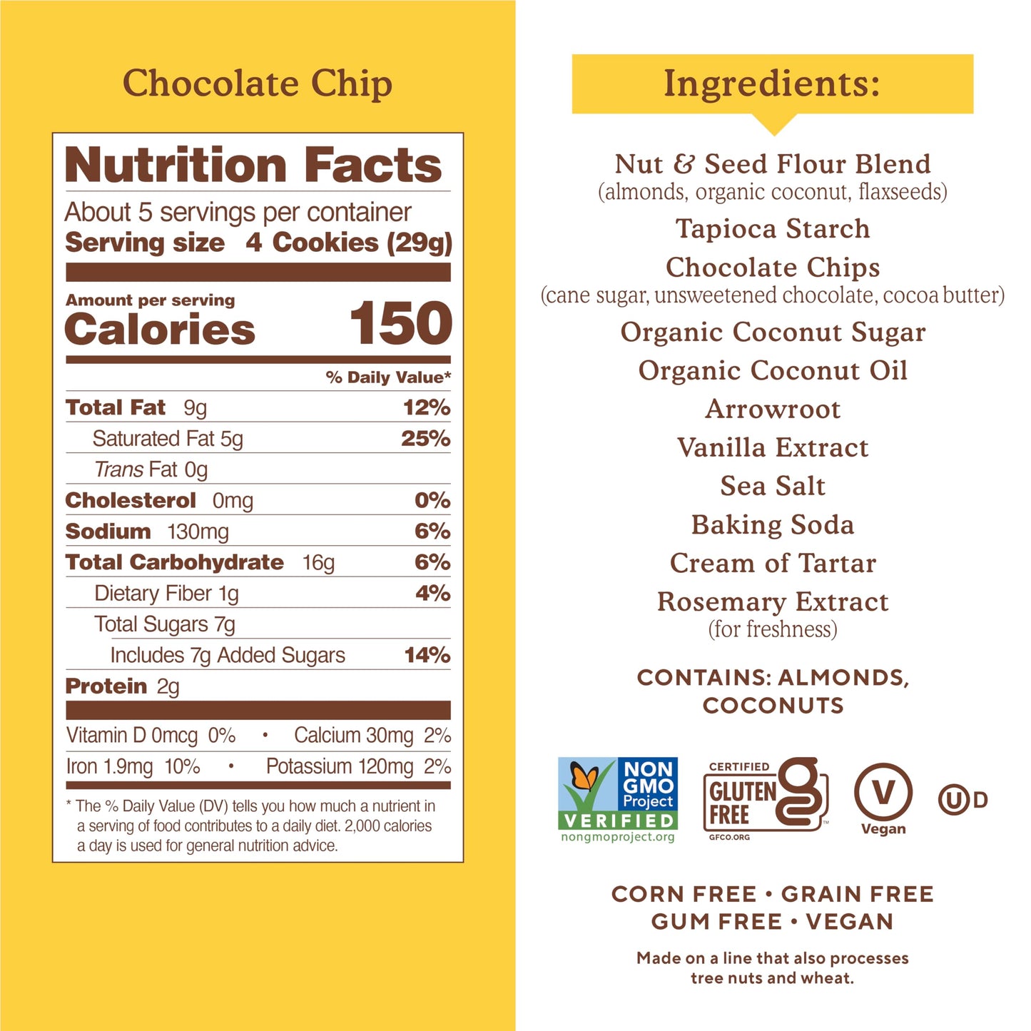Simple Mills Almond Flour Cookies, Chocolate Chip, Gluten Free, Vegan, 5.5 Ounce (Pack of 6)