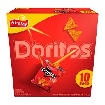 Frito-Lay Doritos Tortilla Chips Nacho Cheese Bags, 1 Oz, 10 Ct
