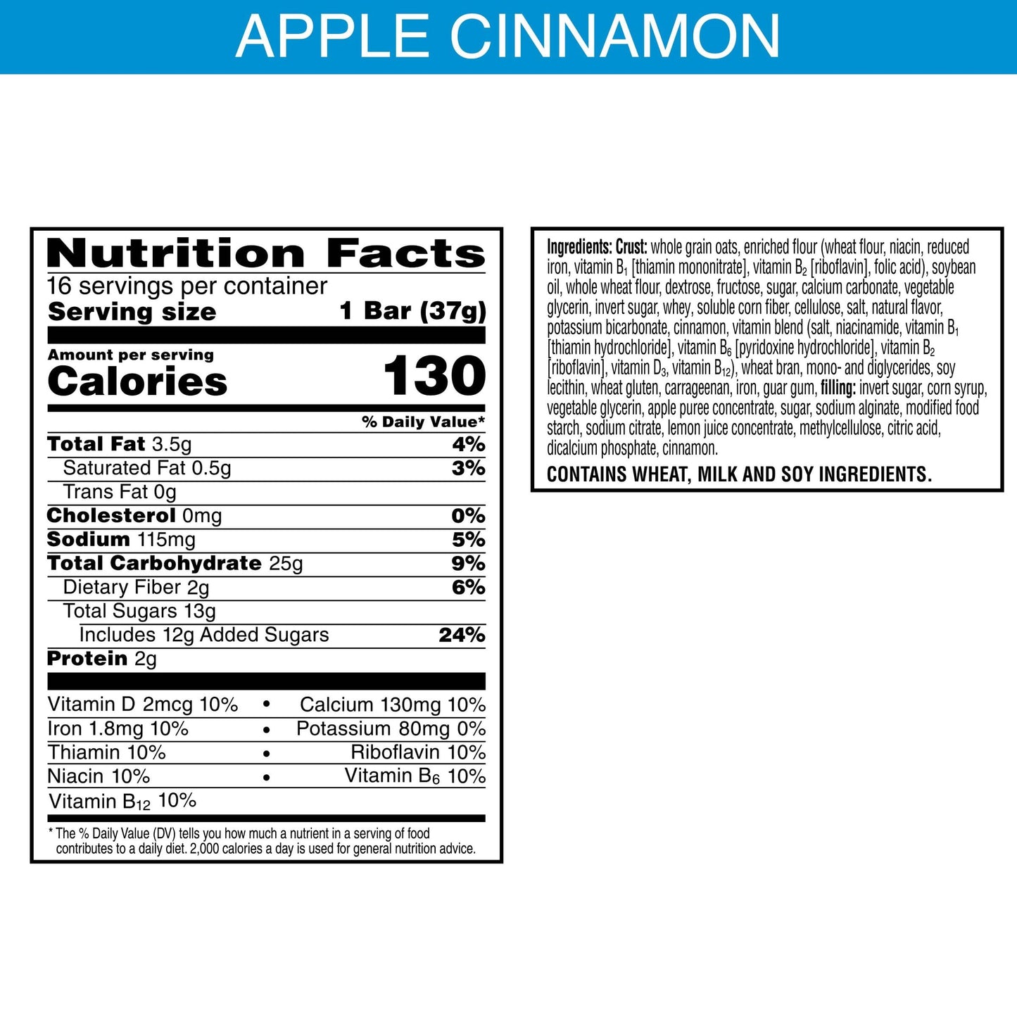 Nutri-Grain Soft Baked Breakfast Bars, Kids Snacks, Whole Grain, Value Pack, Apple Cinnamon, 20.8Oz Box (16 Bars)