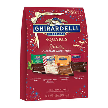 Ghirardelli Chocolate Squares Holiday Assortment, Individually Wrapped Candy, 14.8 Ounces