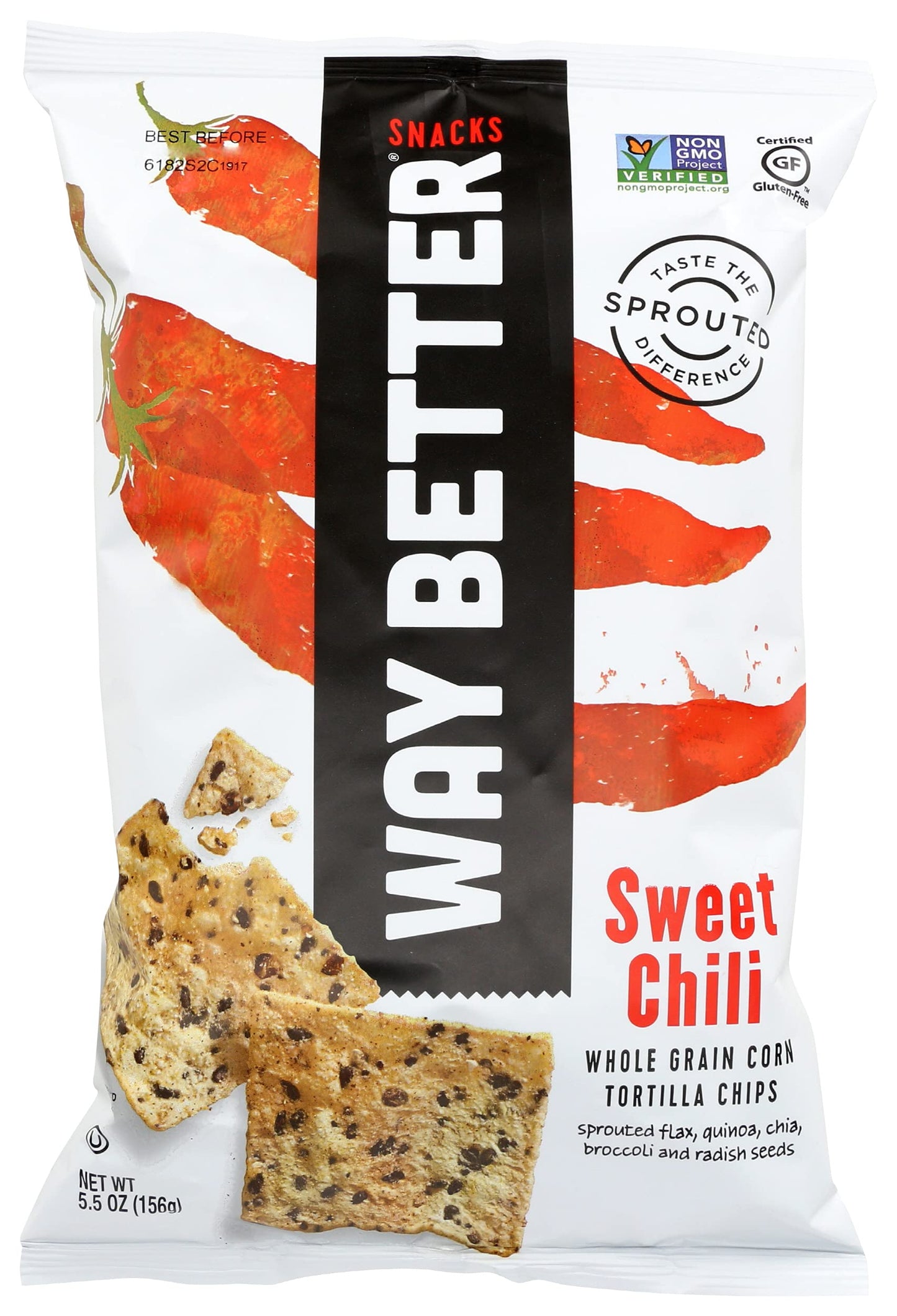 Way Better Snacks Tortilla Chips, Sweet Chili, 5.5 Ounce, Pack of 1