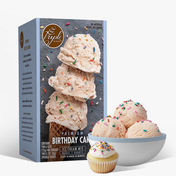 Triple Scoop Ice Cream Mix, Non-GMO, Ready in Under 30 Mins, Birthday Cake Flavor, Assorted Colors