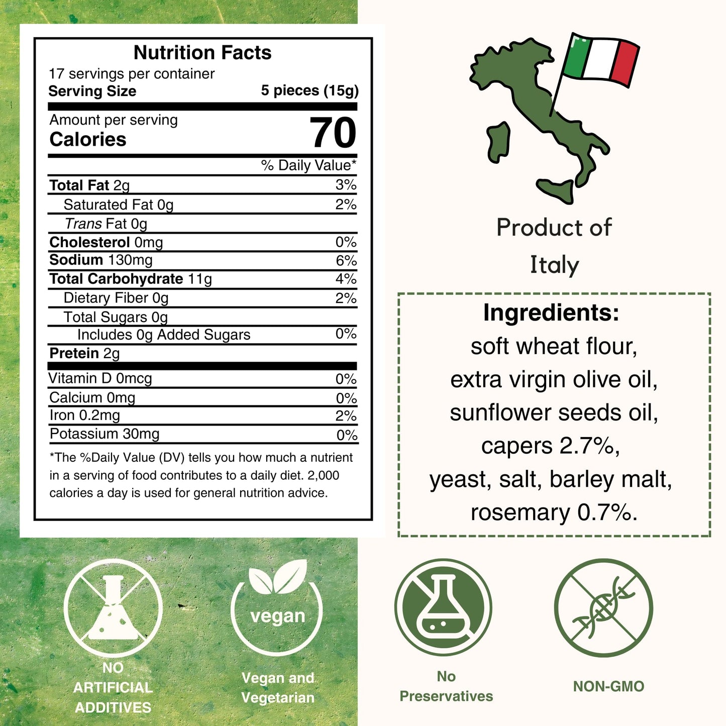I Macoritti Special Breadsticks With Rosemary And Capers | Dip & Bread Sticks Snacks - Authentic Italian Bread Snack, Oven-Baked