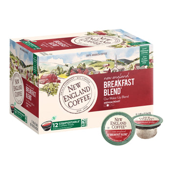 New England Coffee Breakfast Blend Medium-Roast K-Cup Pods, 12 Count (Pack Of 6), Rich Taste & Aroma
