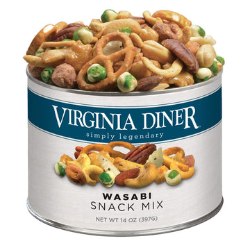 Virginia Diner Wasabi Snack Mix - 14oz Resealable Can for Snacking and Sharing