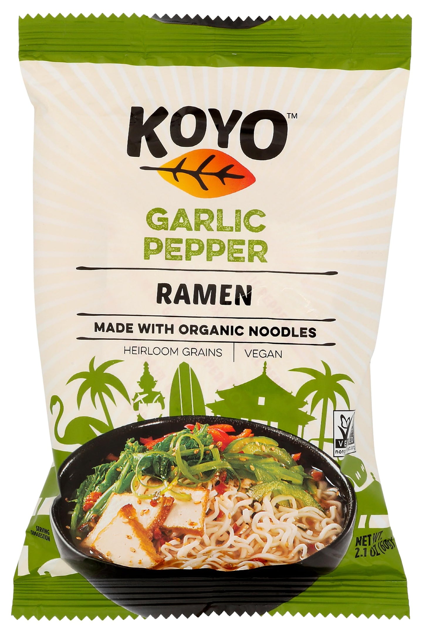Koyo Ramen, Garlic Pepper, 2.1 Ounce (Pack Of 12)