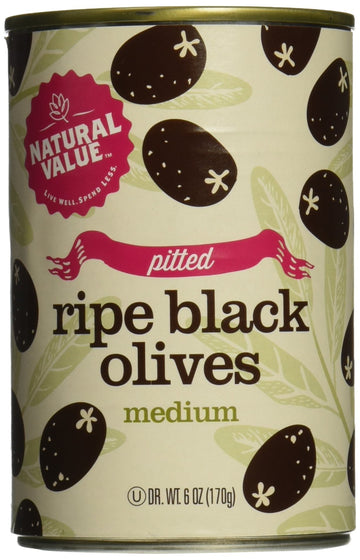 Natural Value Pitted Medium Black Ripe Olives, 6 Ounce Cans (Pack Of 24)