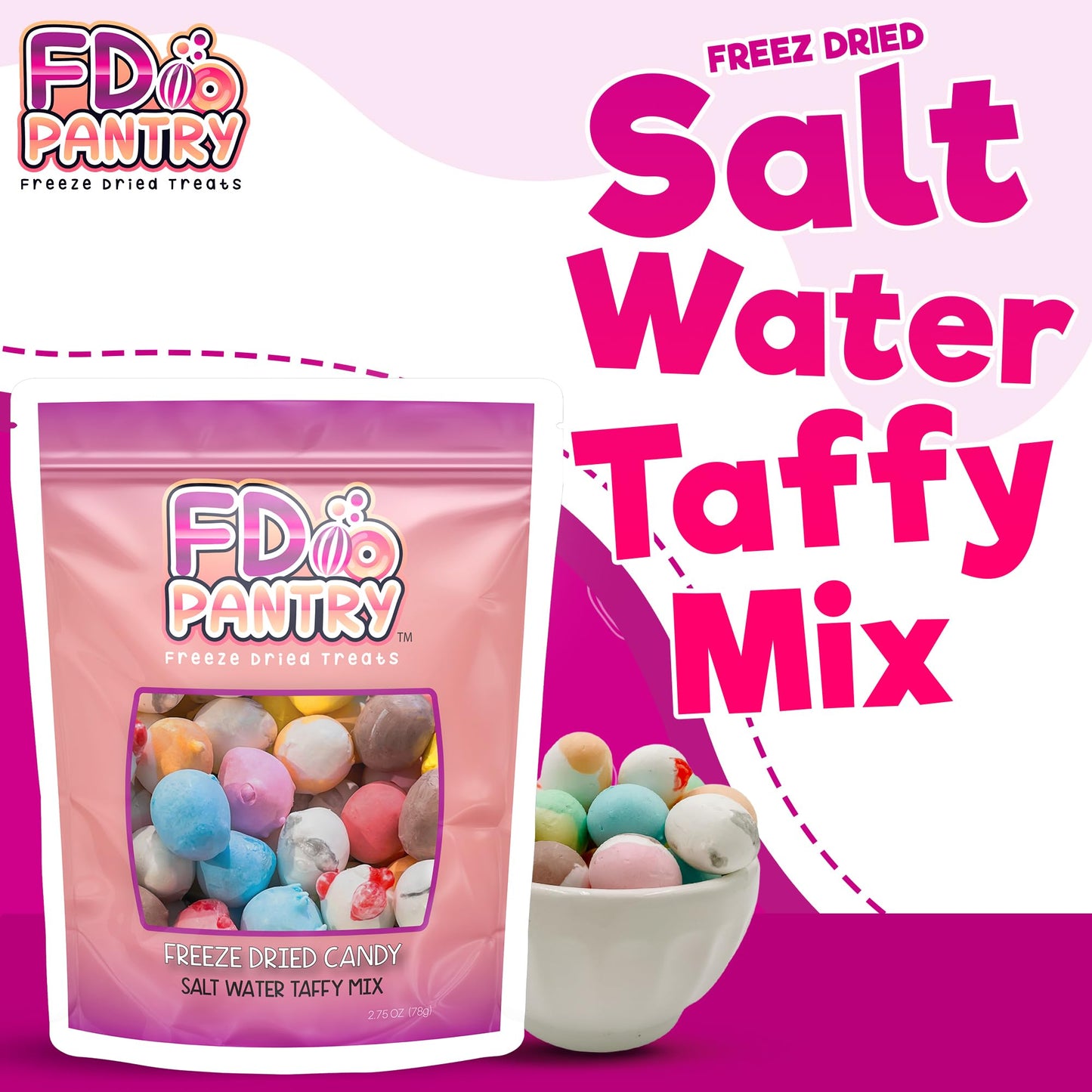 Freeze Dried Candy - Freeze Dried Salt Water Taffy Treats (Variety Mix 2.75 Oz)