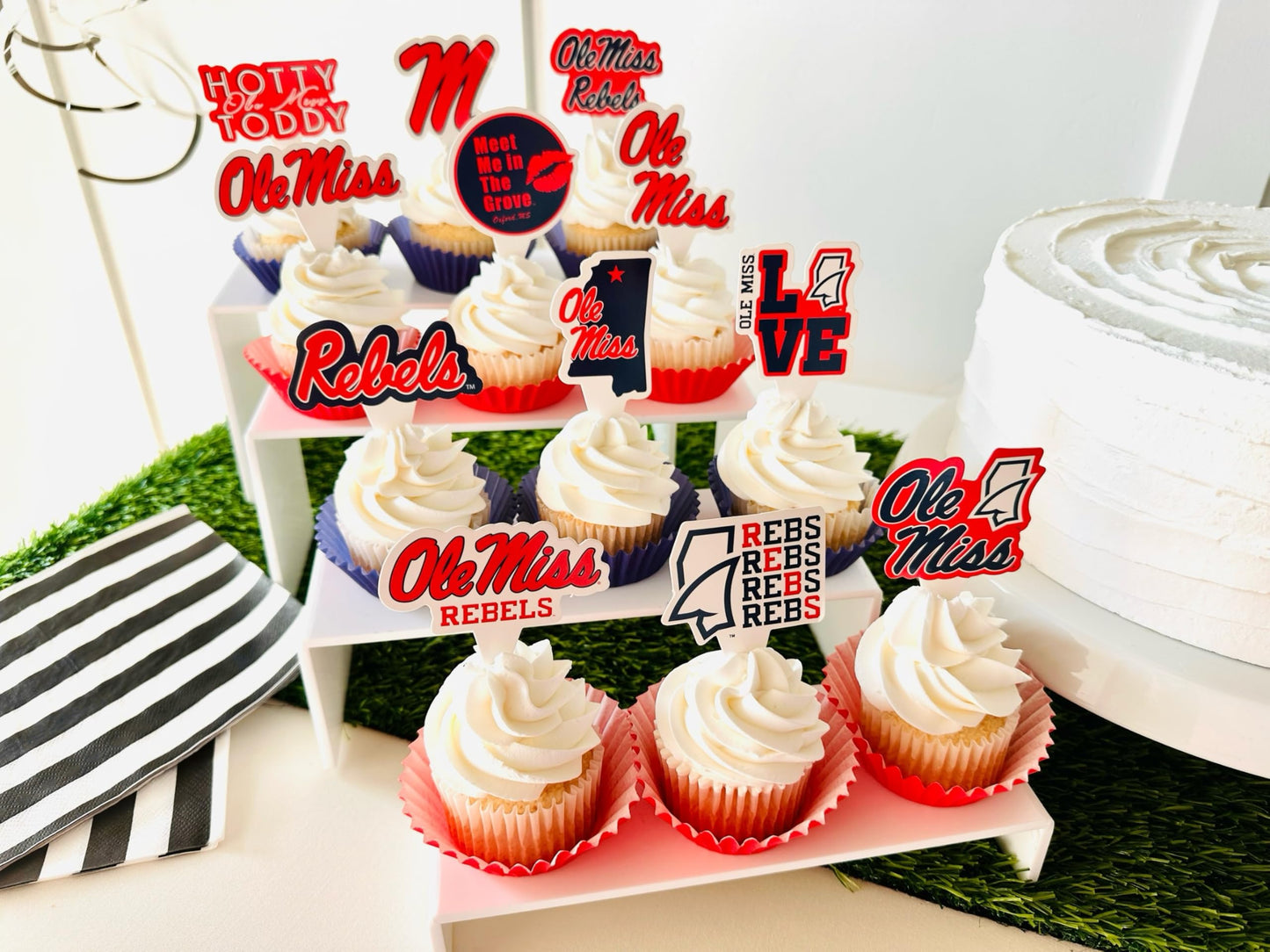 Ole Miss Rebels Cupcake Toppers (24 Pcs) University Of Mississippi Rebels Party Supplies For Football, Birthday Gift, Graduation