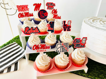 Ole Miss Rebels Cupcake Toppers (24 Pcs) University Of Mississippi Rebels Party Supplies For Football, Birthday Gift, Graduation