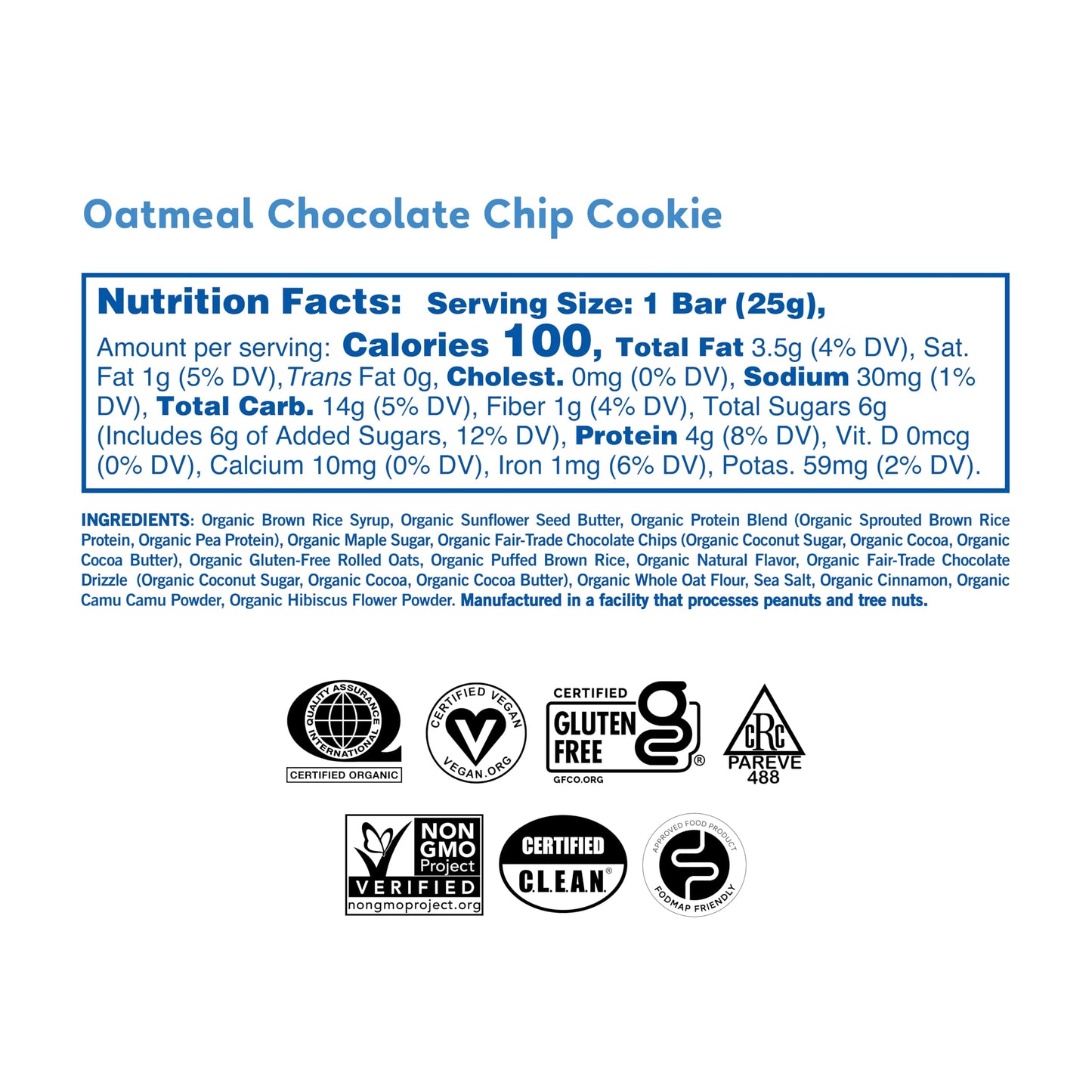 Gomacro Kids Macrobar Organic Vegan Snack Bars - Oatmeal Chocolate Chip Cookie (090 Ounce Bars, 7 Count)