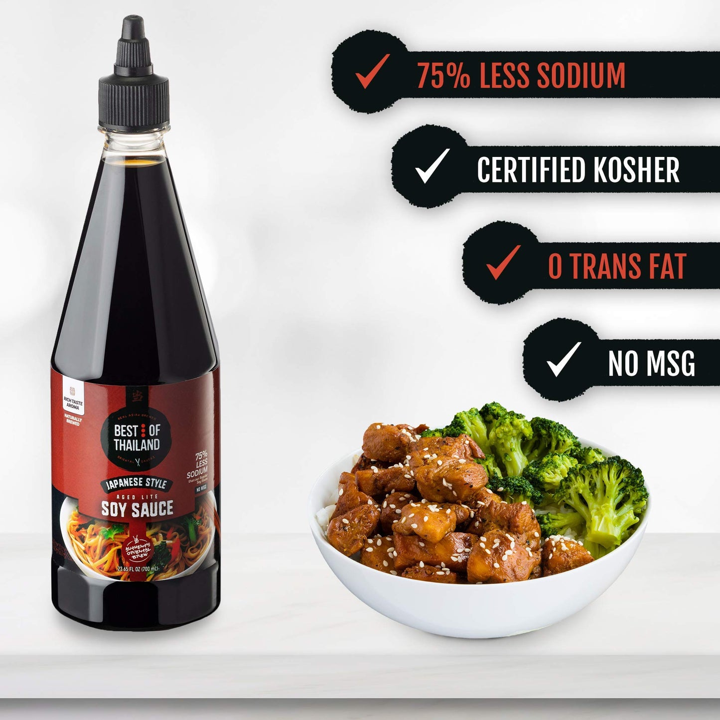 Best Of Thailand Japanese Soy Sauce | Japanese Style Barrel Aged Lite Dark Soy Sauce | 2 Bottles Of 23.65Oz Real Authentic Asian