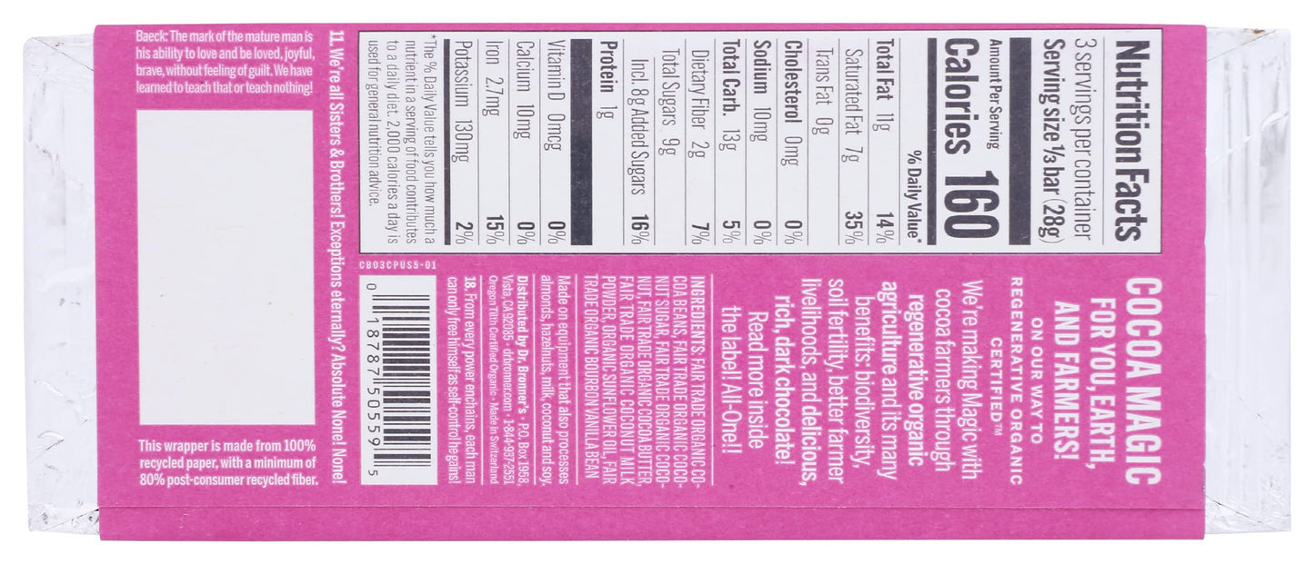 Dr Bronners, Dr Br Chocolate Coconut Praline, 2.93 Ounce