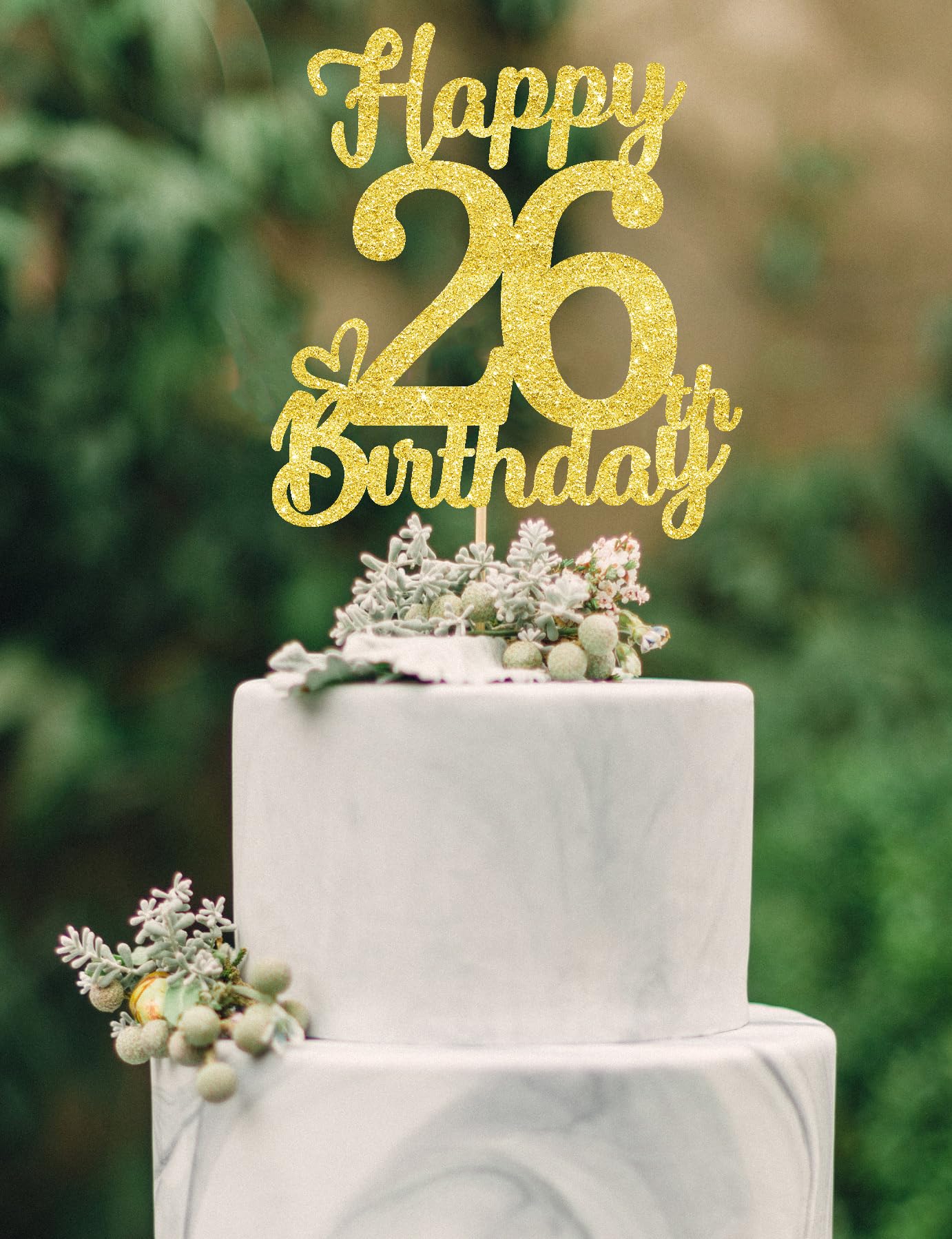26 Birthday Cake Toppers-Gold Glitter, 26th Cake Topper for Men,26 Cake Topper For Women, 26th birthday decorations,26th Birthda
