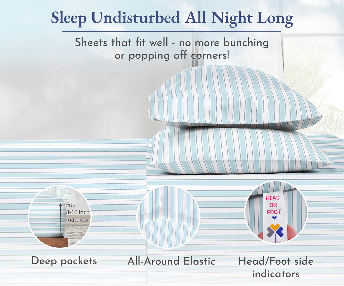 California Design Den Polka Dot Sheets, Softest 100 Cotton Sheets For Queen Size Bed, Luxury 400 Thread Count Sateen, 4 Piece De