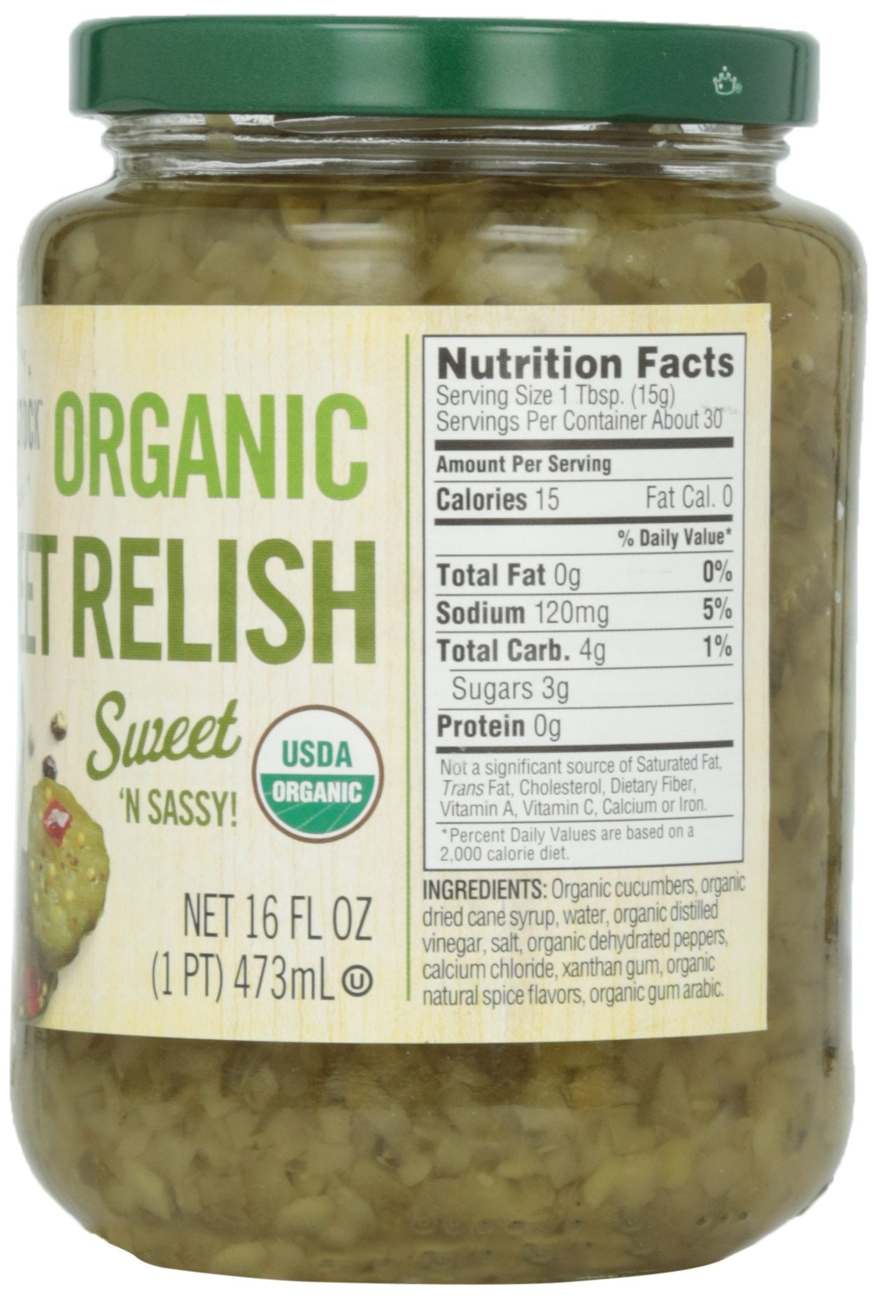 Woodstock, Sweet Relish, At Least 95% Organic, 16 Oz