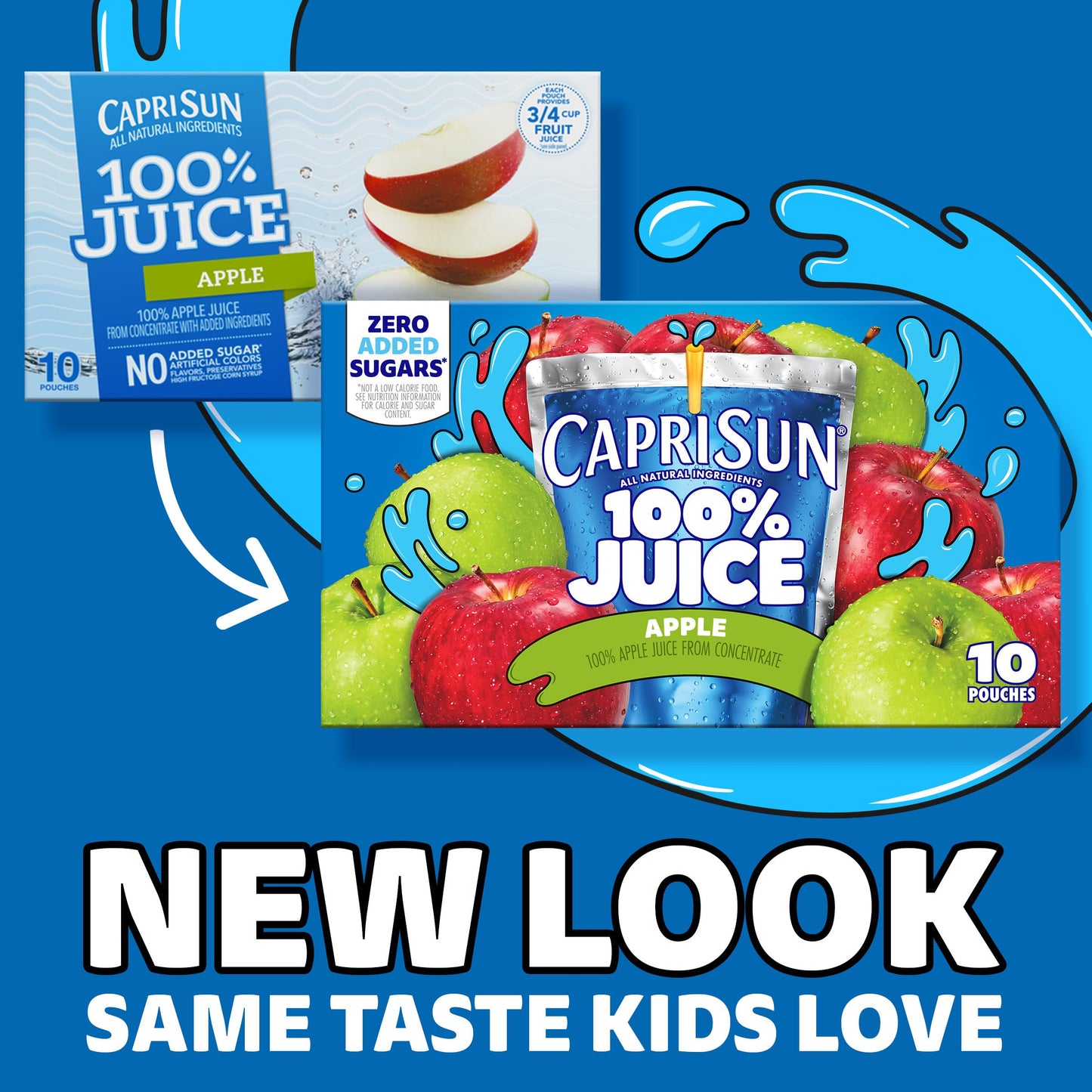 Capri Sun 100% Juice Apple All-Natural Juice From Concentrate With Added Ingredients, 10 Ct Box, 6 Fl Oz Pouches