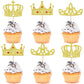 Cyodoos 24Pcs Gold Crown Cupcake Toppers Glitter Queen Crown Cupcake Baby Shower Wedding Birthday Party Cake Decorations Supplie