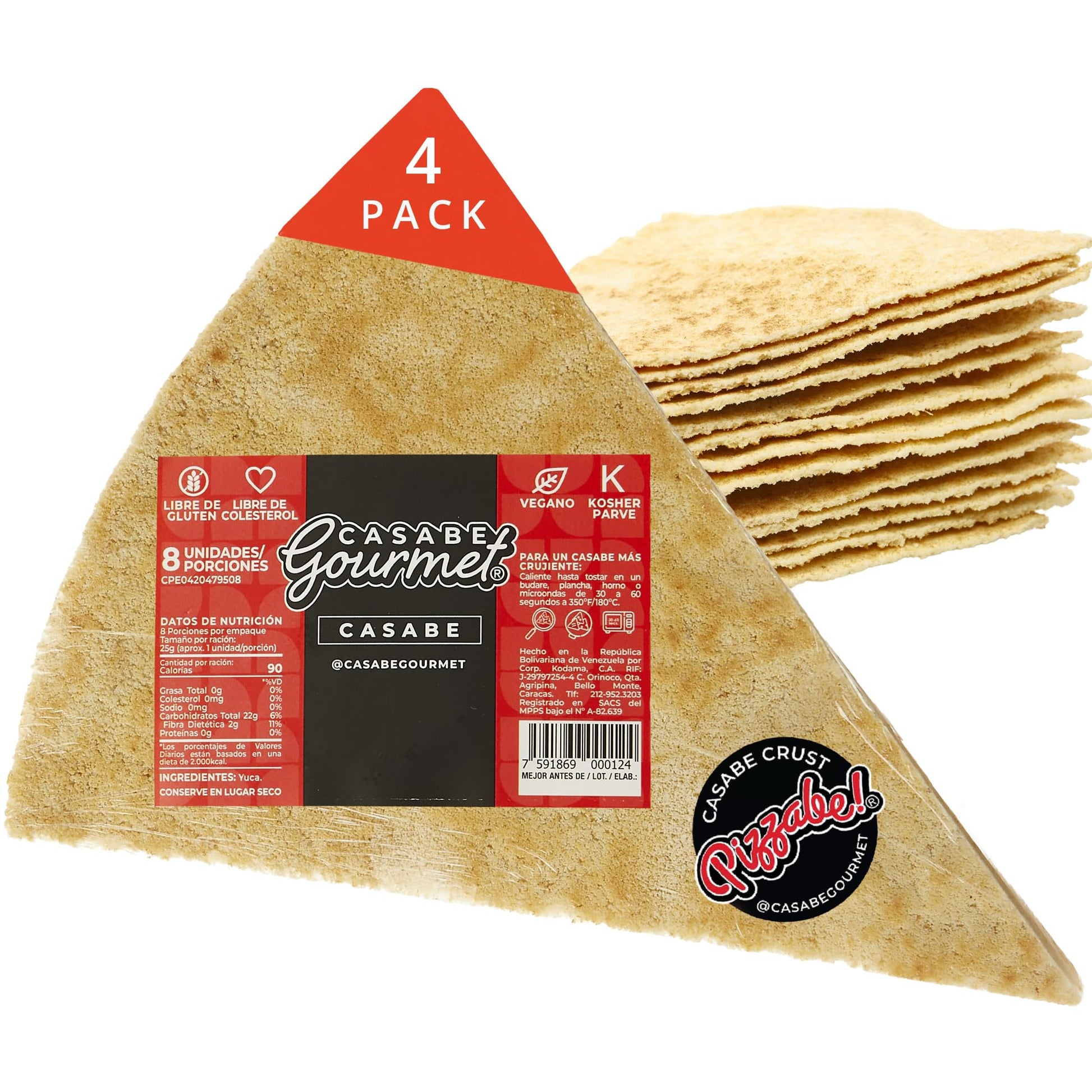 Casabe Gourmet Cassava Chips (4 Pack) - Gluten Free Cassava Crackers, Casabe Bread, Vegan Low Carb Yuca Chips for Dips, Snacks &