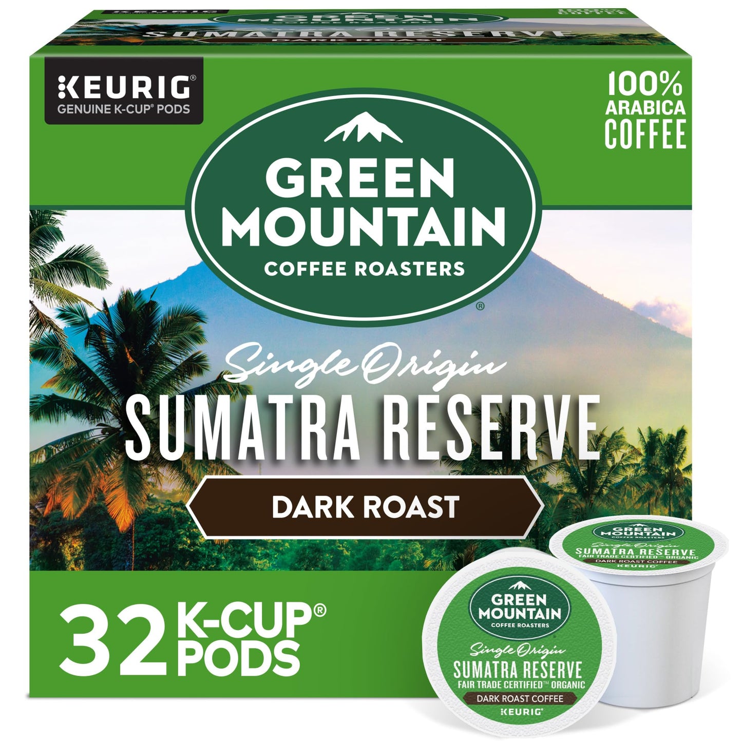 Green Mountain Coffee Roasters Sumatra Reserve Dark Roast Coffee K-Cup Pods, 32 Count