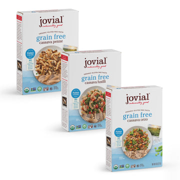 Jovial Grain-Free Cassava Pasta Variety (Orzo, Penne And Fusilli) - Cassava Pasta, Paleo Pasta, Gluten Free Pasta Spaghetti, Grain-Free, Gluten-Free, Organic, Non-Gmo - 3 Pack, 1 Of Each Flavor