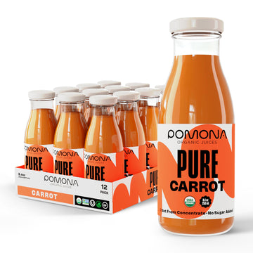 Pomona Organic Carrot Juice, Cold Pressed Usda Organic Juices, 100% Carrots, No Added Sugar, Not From Concentrate, Vegan, Kosher, Non Gmo, Pasteurized, 8.4 Ounce (Pack Of 12)