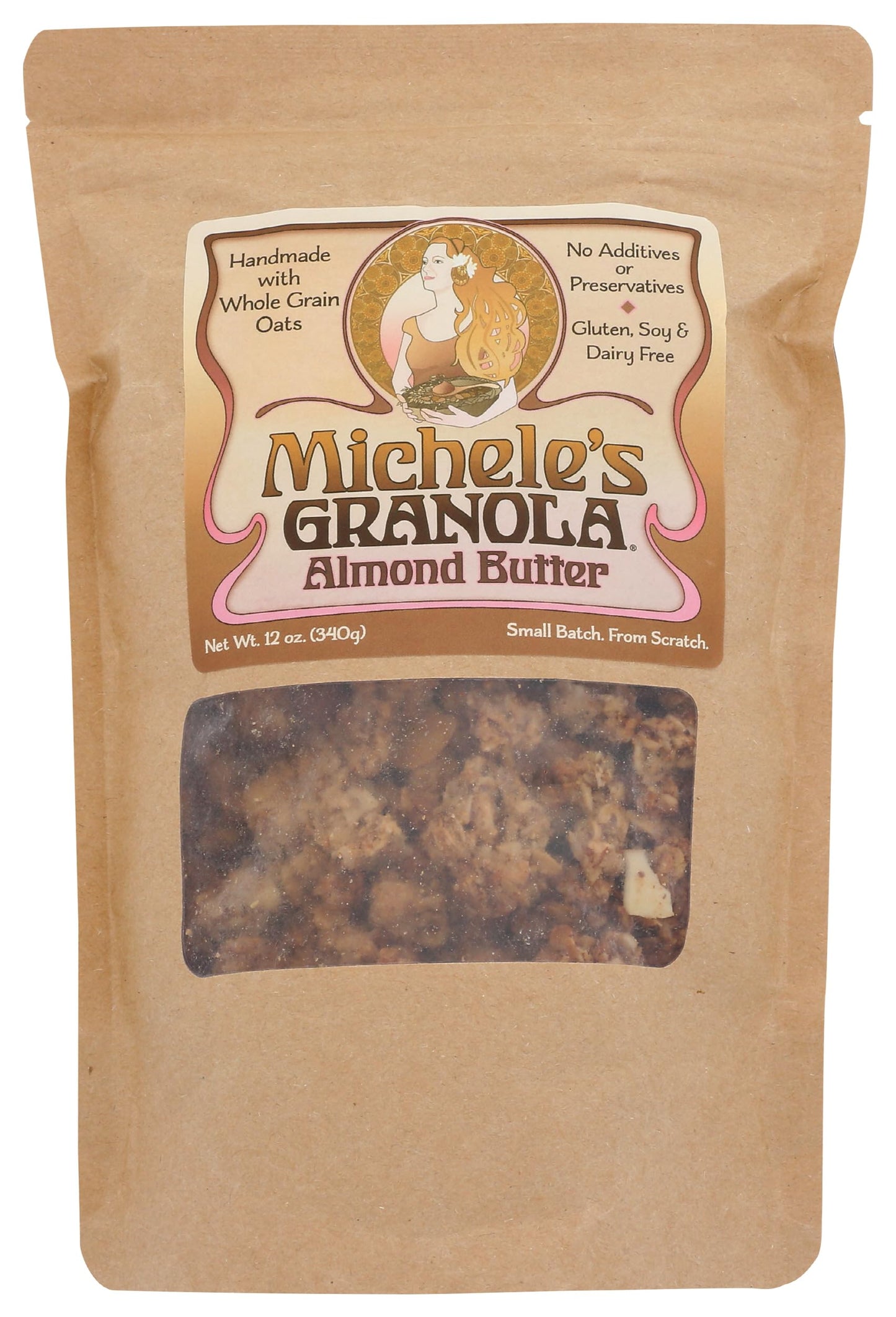 Micheles Granola - Almond Butter - Handmade Non-GMO Whole Grain Oats - Free of Gluten, Soy, Wheat, & Dairy
