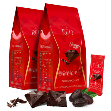Red Delight Snack Size Dark Chocolate Bars - Low Carb, Gluten-Free - 30oz Pack of 60, Brown