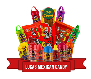 Lucas Mexican Candy Mix (14 Count) Variety Of Sour, Sweet, Spicy, Include Lucas Skwinkles, Pelucas, Lucas Muecas, Baby Lucas, Gu