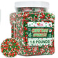 Christmas Sprinkles Bulk - 1.6 Pounds - Holiday Jimmies - Red White and Green Xmas Baking Toppings for Cookies, Cakes, Cupcakes,