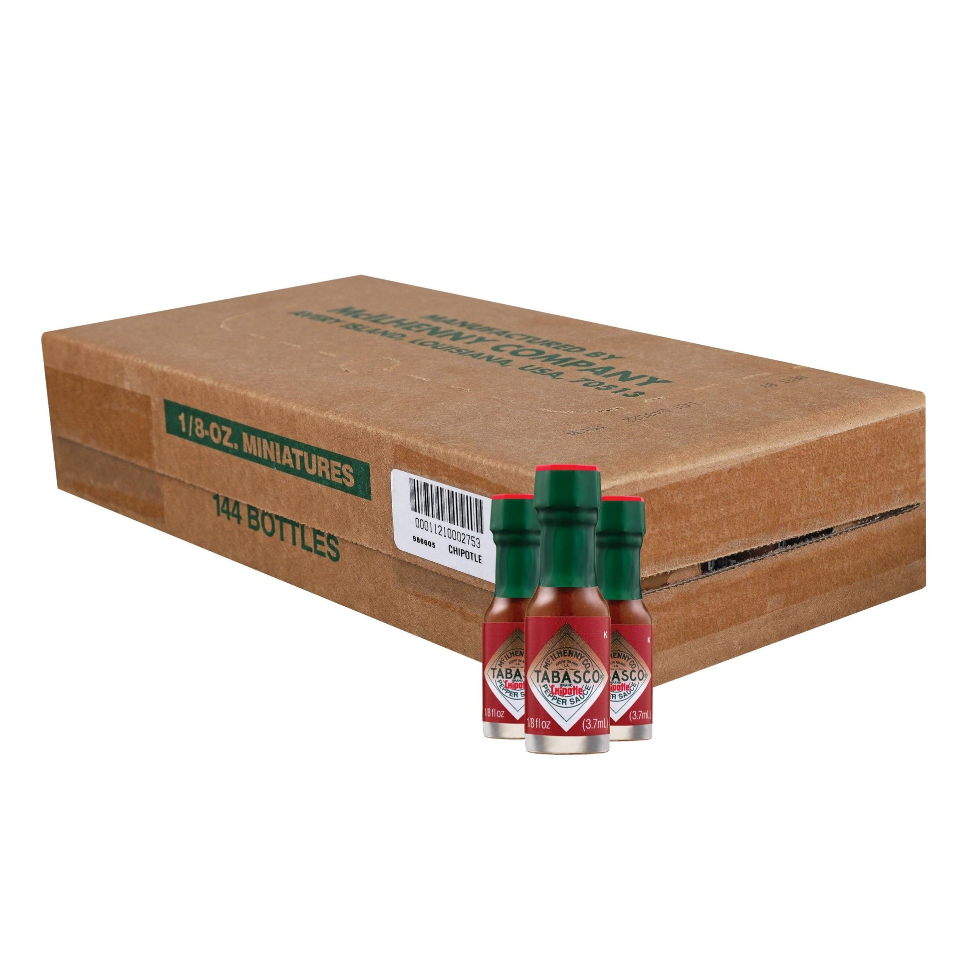 TABASCO Brand Chipotle Pepper Sauce, Medium Hot Sauce, Mini Glass Bottles, Chipotle Peppers, Smoky & Smooth, Great for Travel, G
