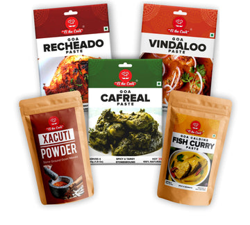 El The Cook Goa Curry Variety Pack - Cafreal, Vindaloo, Xacuti & Recheado | Spicy & Tangy Masala For Chicken, Pork, Seafood | Si