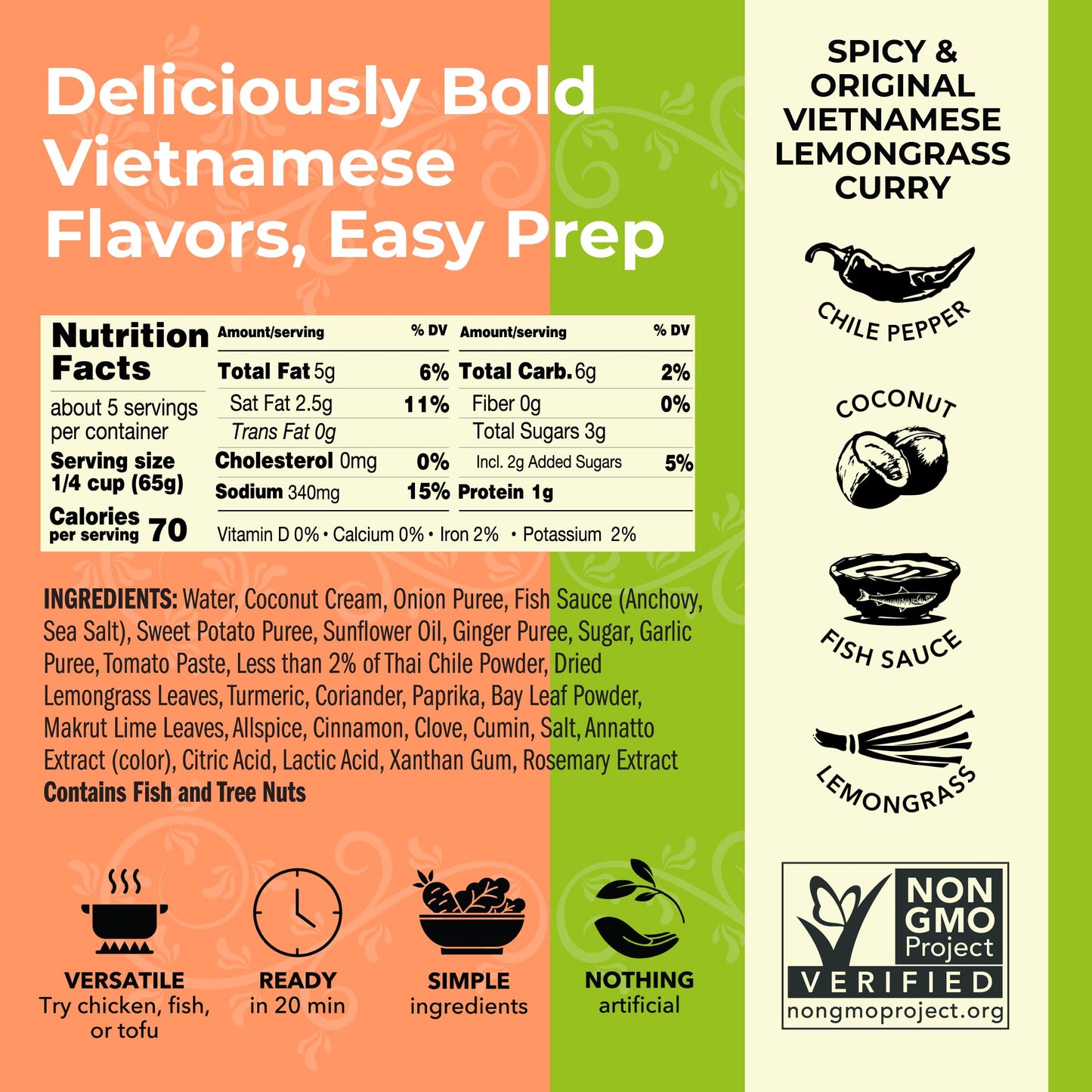 Red Boat Fish Sauce Vietnamese Lemongrass Curry | Original & Spicy Variety Pack | Deliciously Bold Flavors Ready In 20 Min | 12
