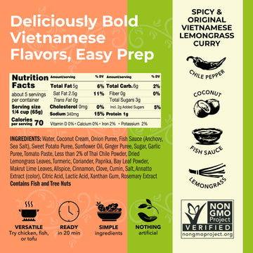 Red Boat Fish Sauce Vietnamese Lemongrass Curry | Original & Spicy Variety Pack | Deliciously Bold Flavors Ready In 20 Min | 12