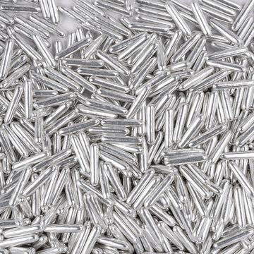 Dazzjoy Silver Rods Sprinkles, Edible Sugar Sprinkles, 120g/4.23oz, Cupcake Toppers, Cake Decorations, Ice Cream, Wedding Party 