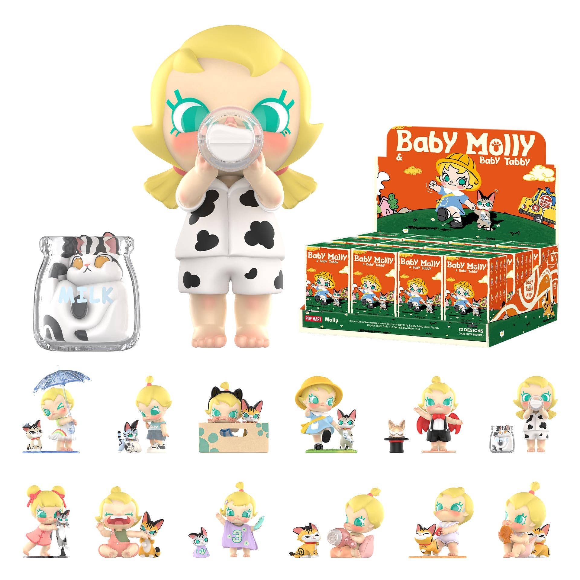 Pop Mart Baby Molly & Baby Tabby Series Figures  12Pcs Blind Box Figures  Random Design Action Figures Collectible Toys Home Decorations  Holiday Birthday Gifts For Girls And Boys  Whole Set