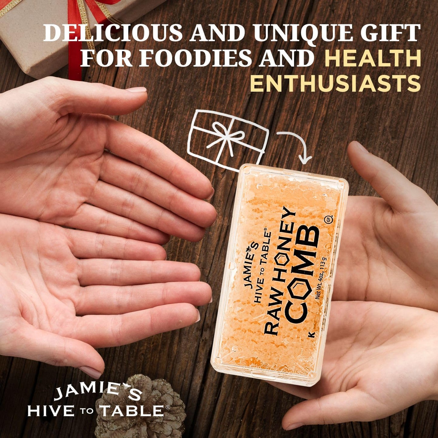 Jamie'S Hive To Table 100% Raw Georgia Honey Comb, 4 Oz - All-Natural Pure Georgia Honey Comb - Fresh Honeycomb, No Additives Or