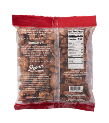 Pecan Nation Cinnamon Roasted Pecan Halves, 16 oz, Non-GMO, Antioxidant-Rich, Healthy Snack, Brown