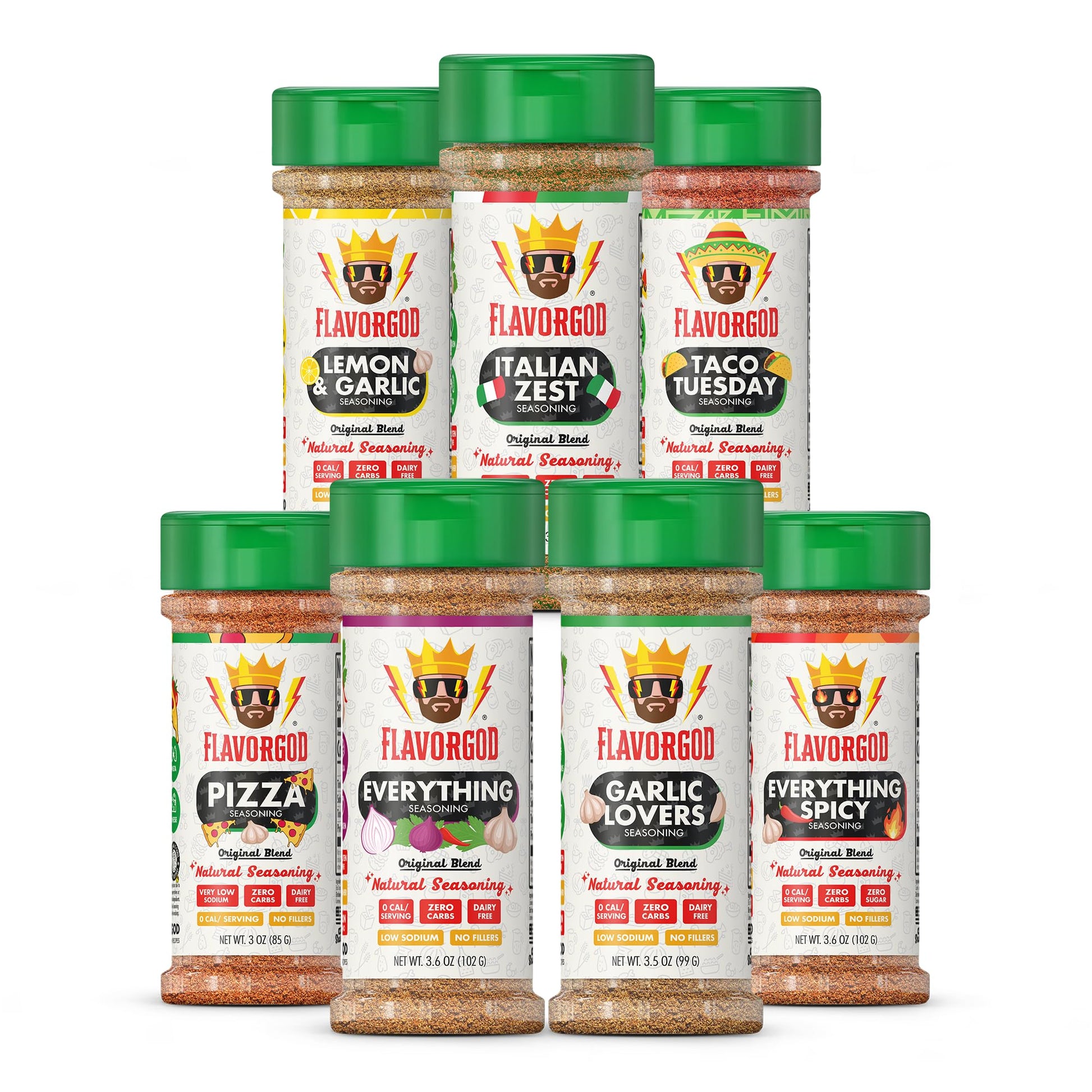 Flavor God Startup Chef Spices Combo Pack of 7 - Herb, Spice & Seasoning Gift Set for Cooking Enthusiasts