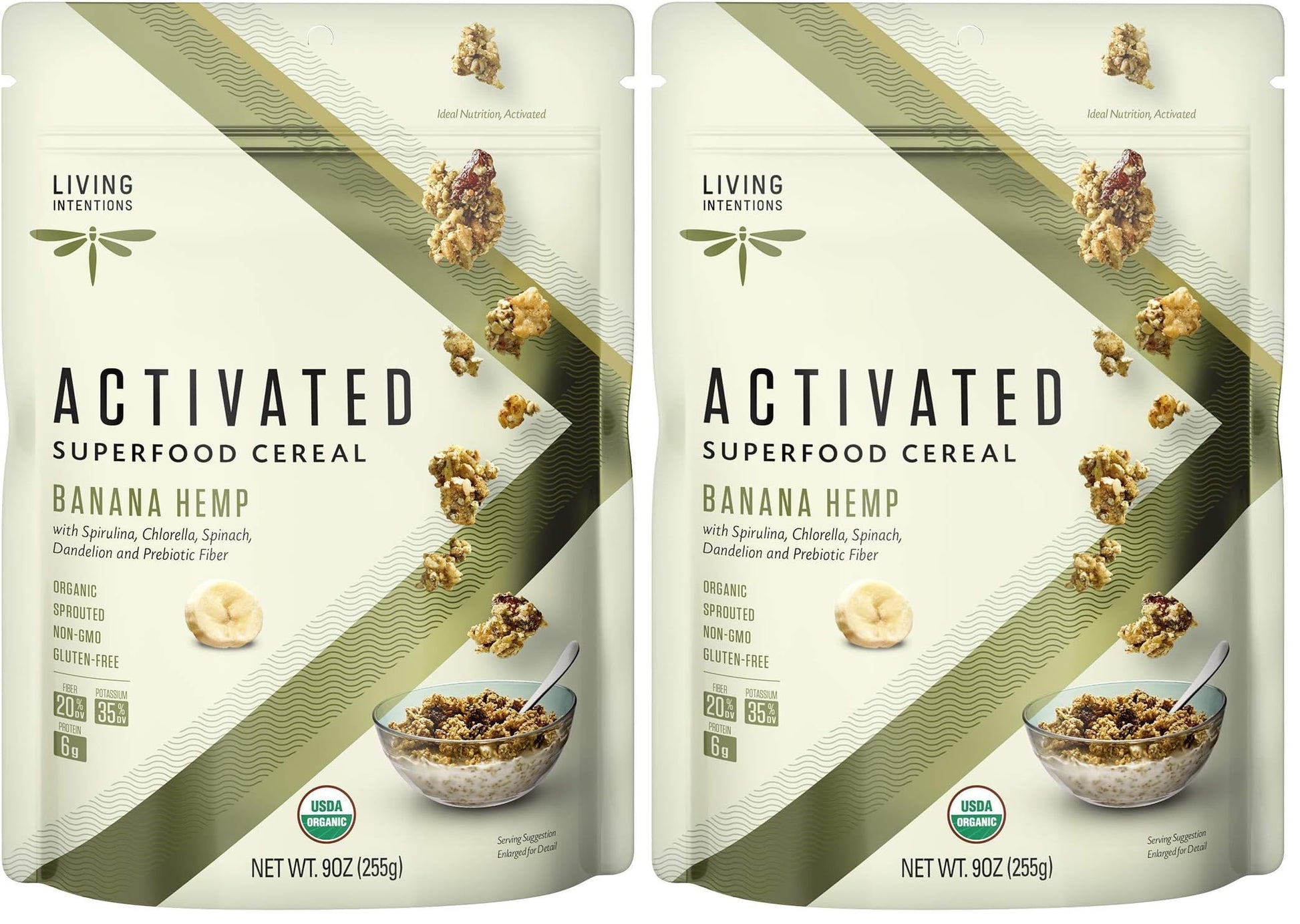 Living Intentions Organic Superfood Cereal - Banana Hemp - NonGMO - Gluten Free - Vegan - Paleo - Kosher - 9 Ounce Unit (Pack of